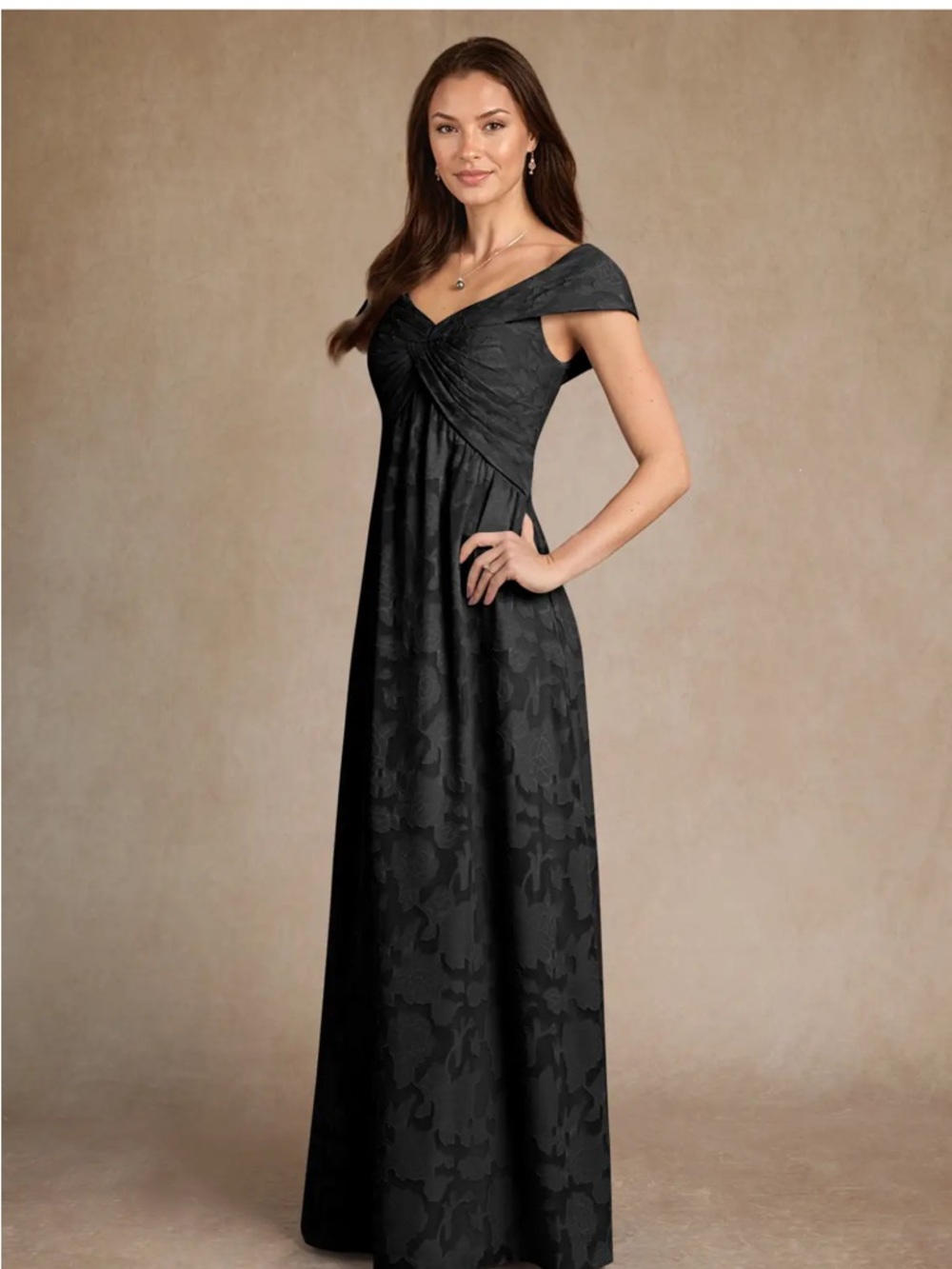 Azazie Myrtle Black A-Line Pleated Floral Burnout Dress - Size 18